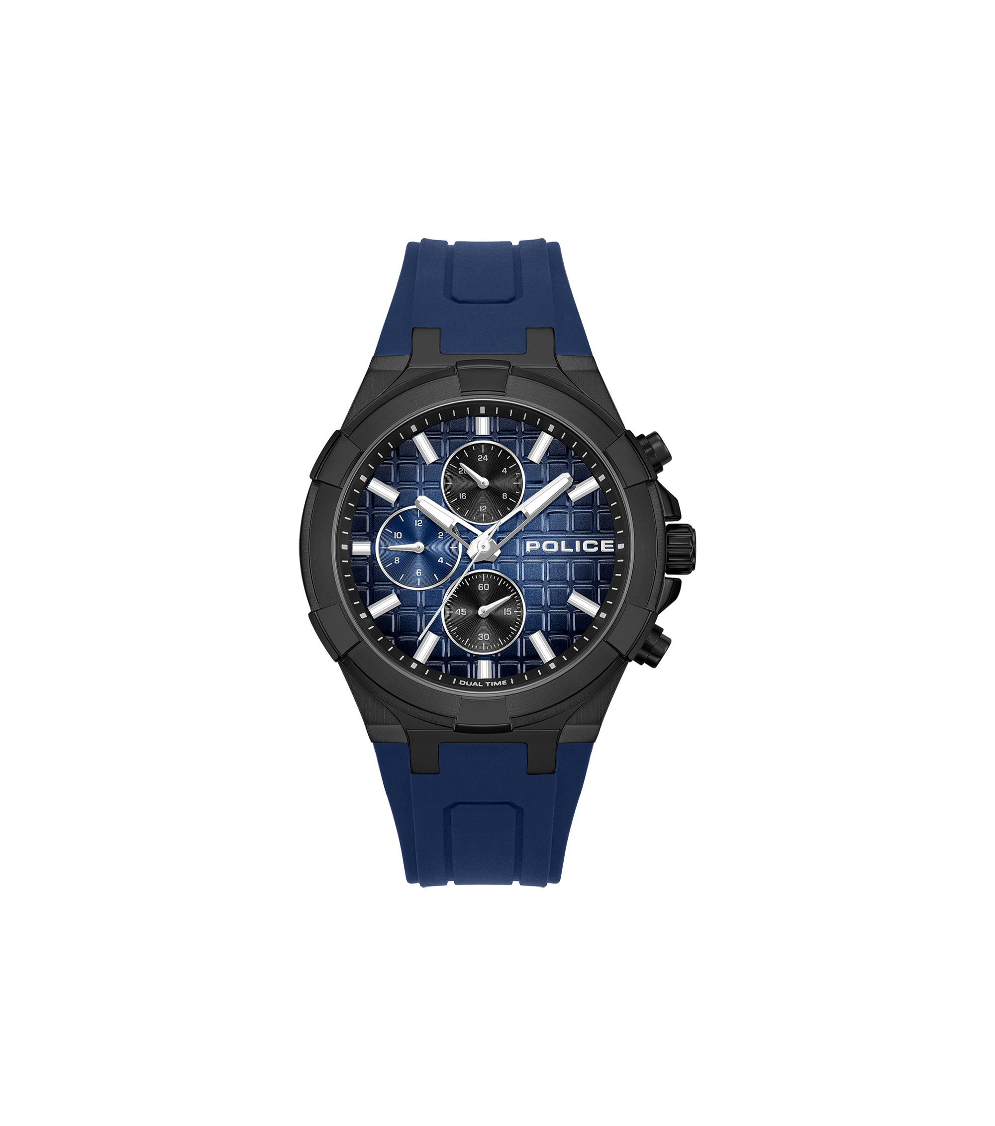 Police Case, Black To Blue Dial, Blue Silicon watch Main image