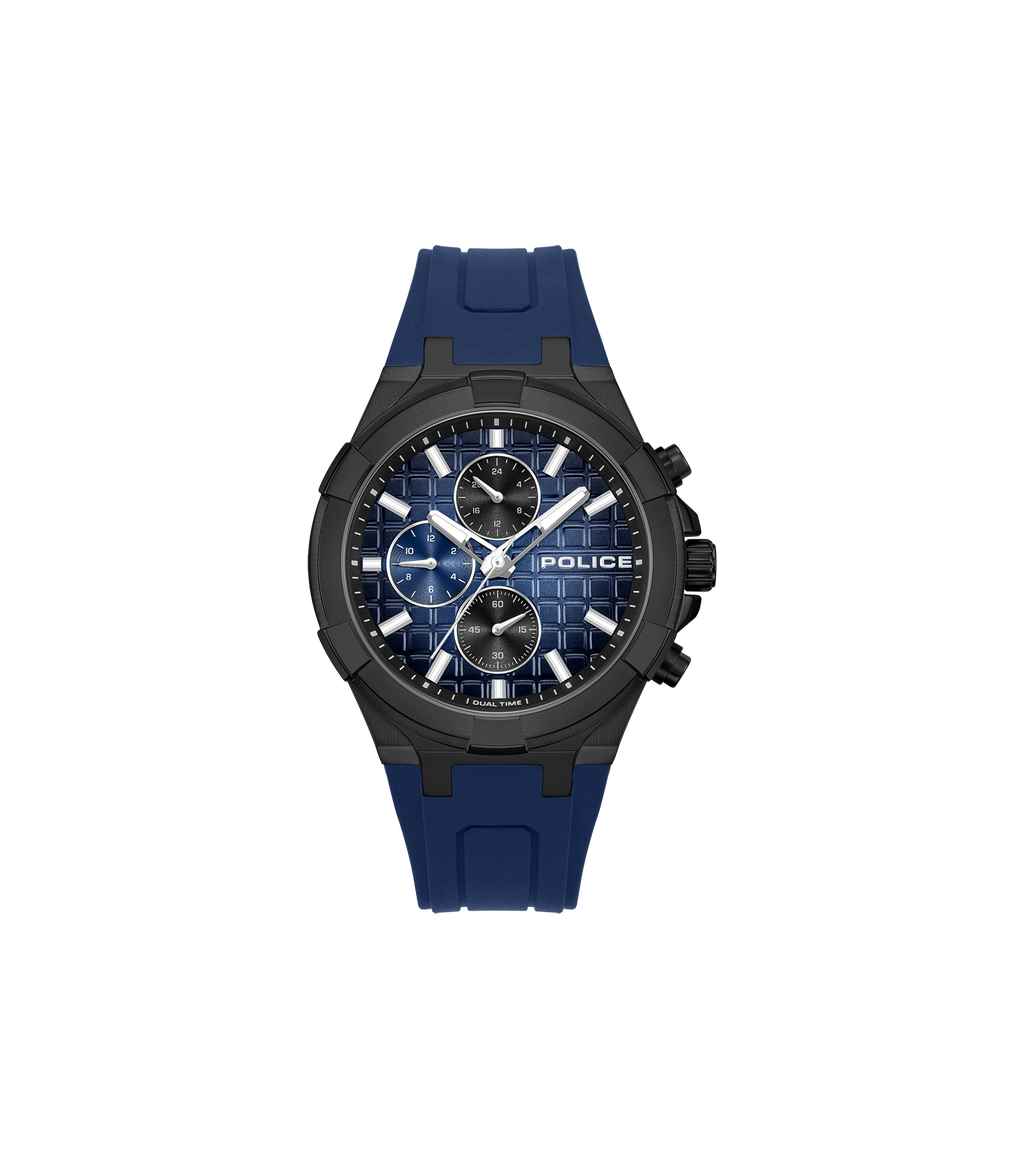 Police Case, Black To Blue Dial, Blue Silicon watch