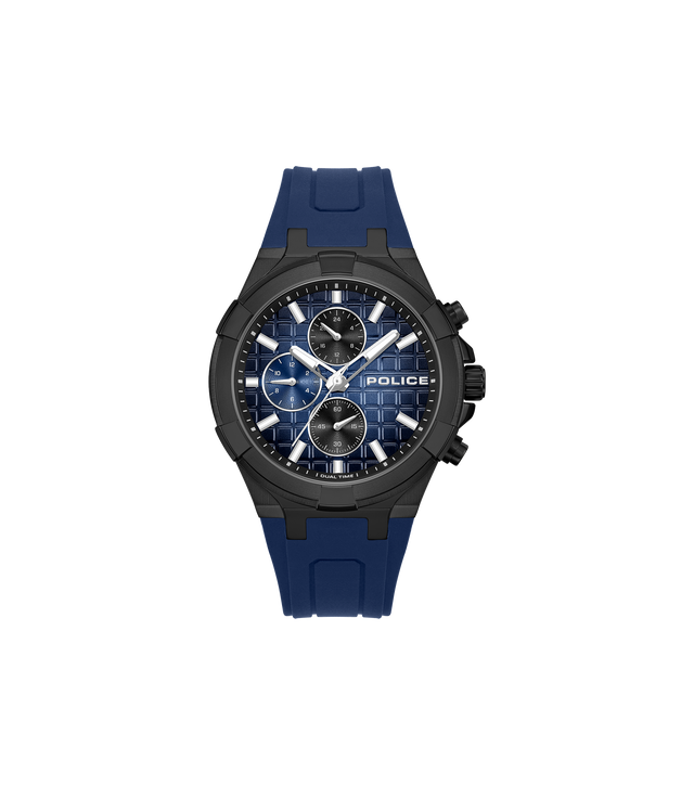 Police Case, Black To Blue Dial, Blue Silicon watch
