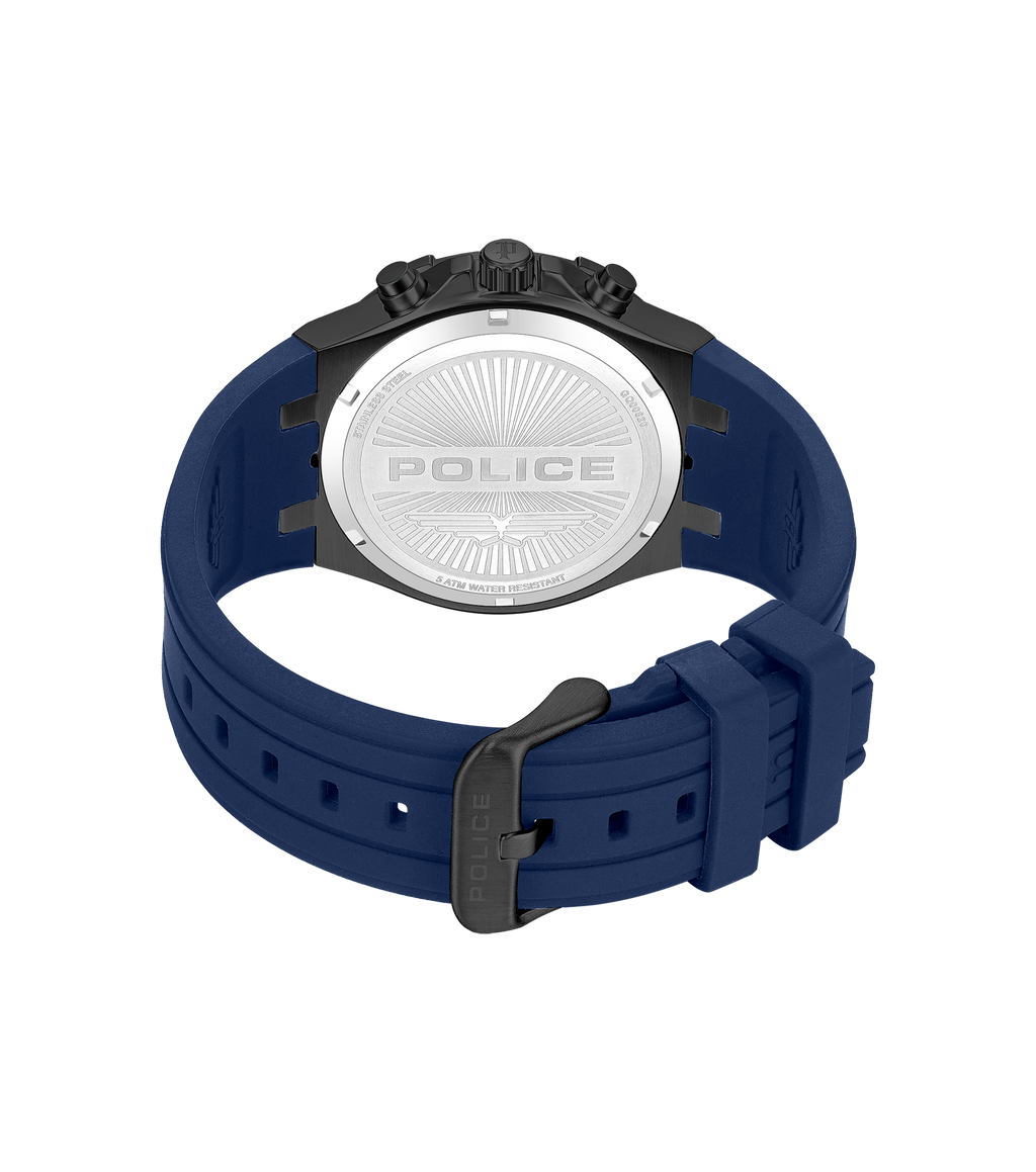 Police Case, Black To Blue Dial, Blue Silicon watch