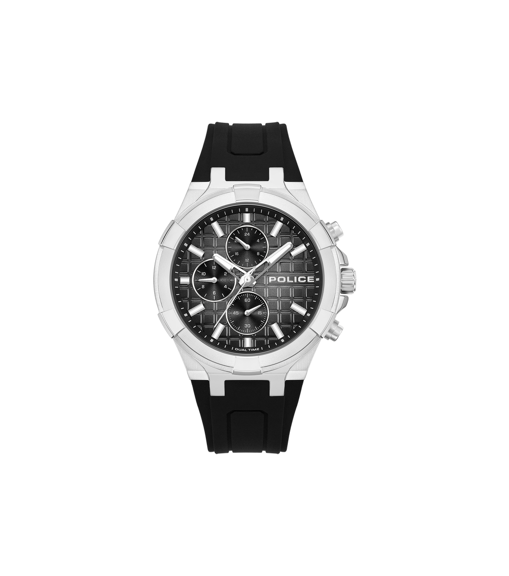 Police Case, Black To Charcoal Dial, Black Silicon Watch