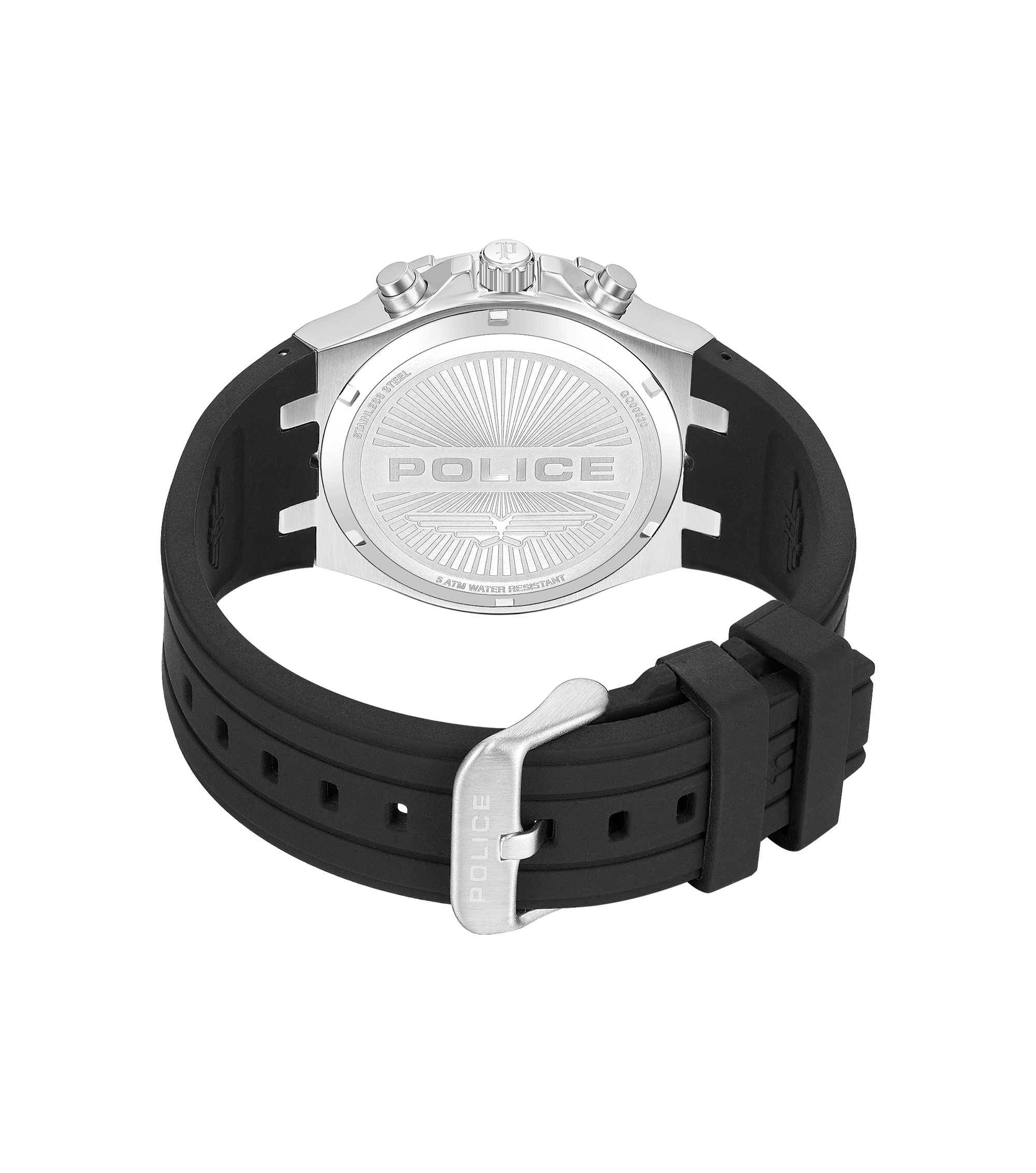 Police Case, Black To Charcoal Dial, Black Silicon Watch
