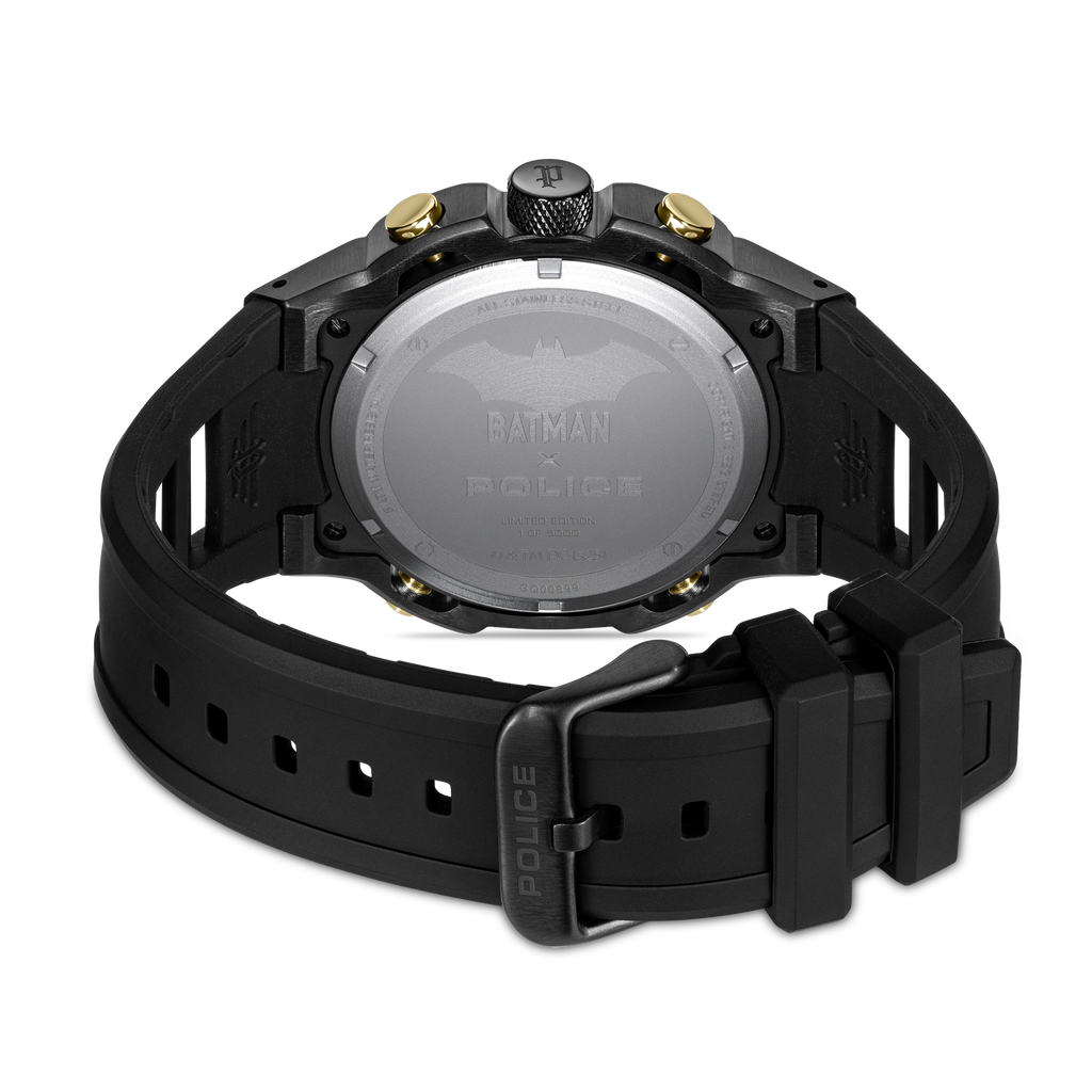 Police Batman Men’s Black & Gold Multifunction Silicone Watch