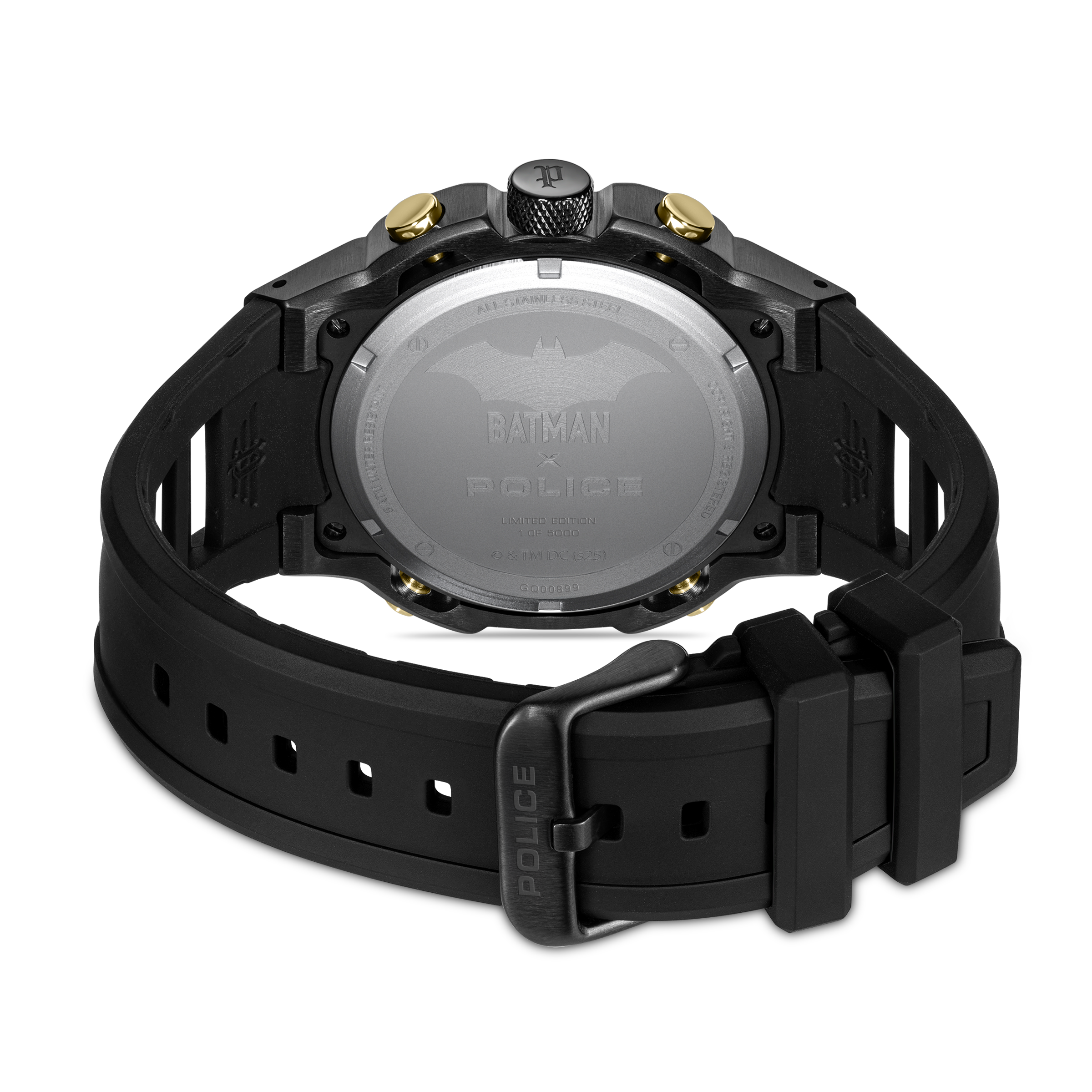 Police Batman Men’s Black & Gold Multifunction Silicone Watch