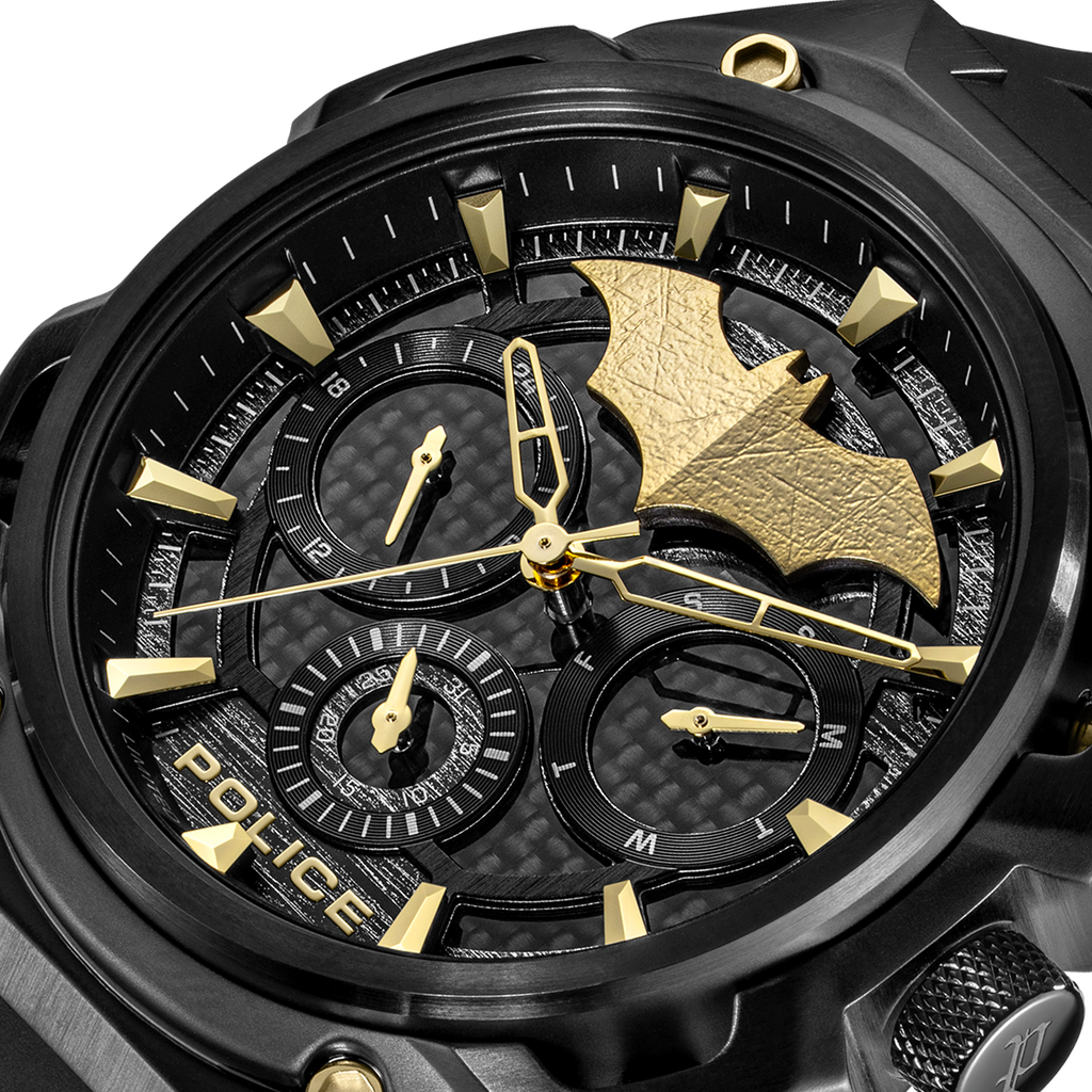 Police Batman Men’s Black & Gold Multifunction Silicone Watch