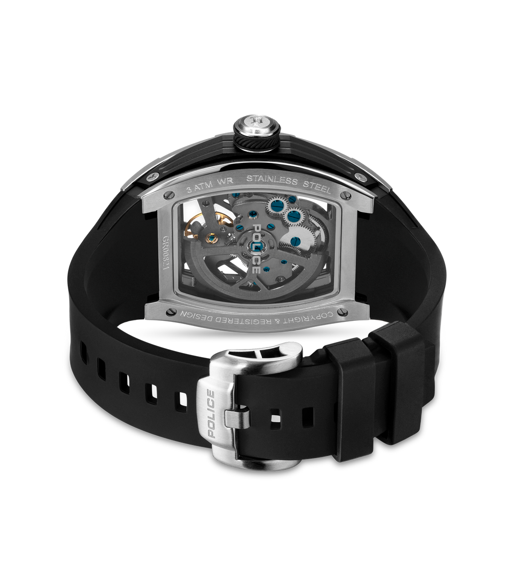 Police Gun & Black Dial, Black Silicon Strap Watch