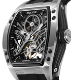 Police Gun & Black Dial, Black Silicon Strap Watch
