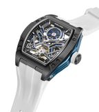 Police Gun & Blue Dial, White Silicon Strap Watch