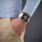 Police Gun & Blue Dial, White Silicon Strap Watch