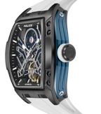 Police Gun & Blue Dial, White Silicon Strap Watch