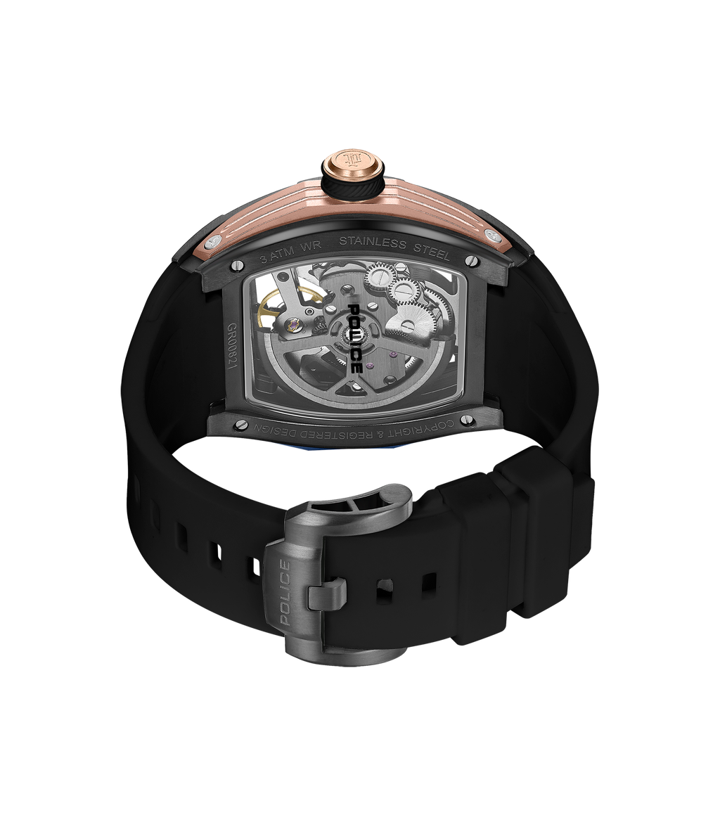 Police Gun Dial, Black Silicon Strap