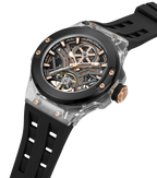 Police Grey TR90 & Black Case Watch with Gunmetal and Rose Gold Dial, Black Silicone Strap