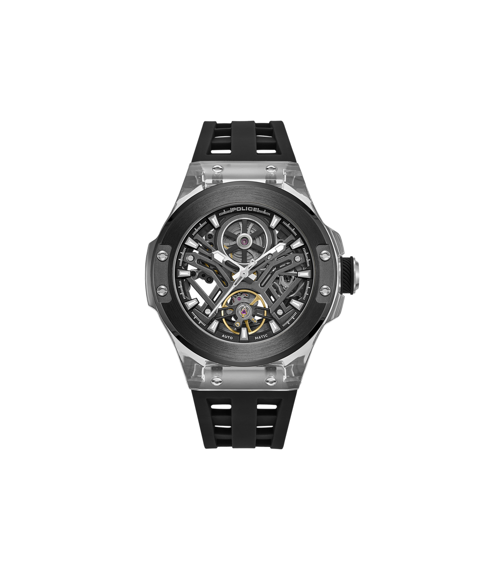 Police Black TR90 Case Watch with Black & Gunmetal Dial and Black Silicone Strap