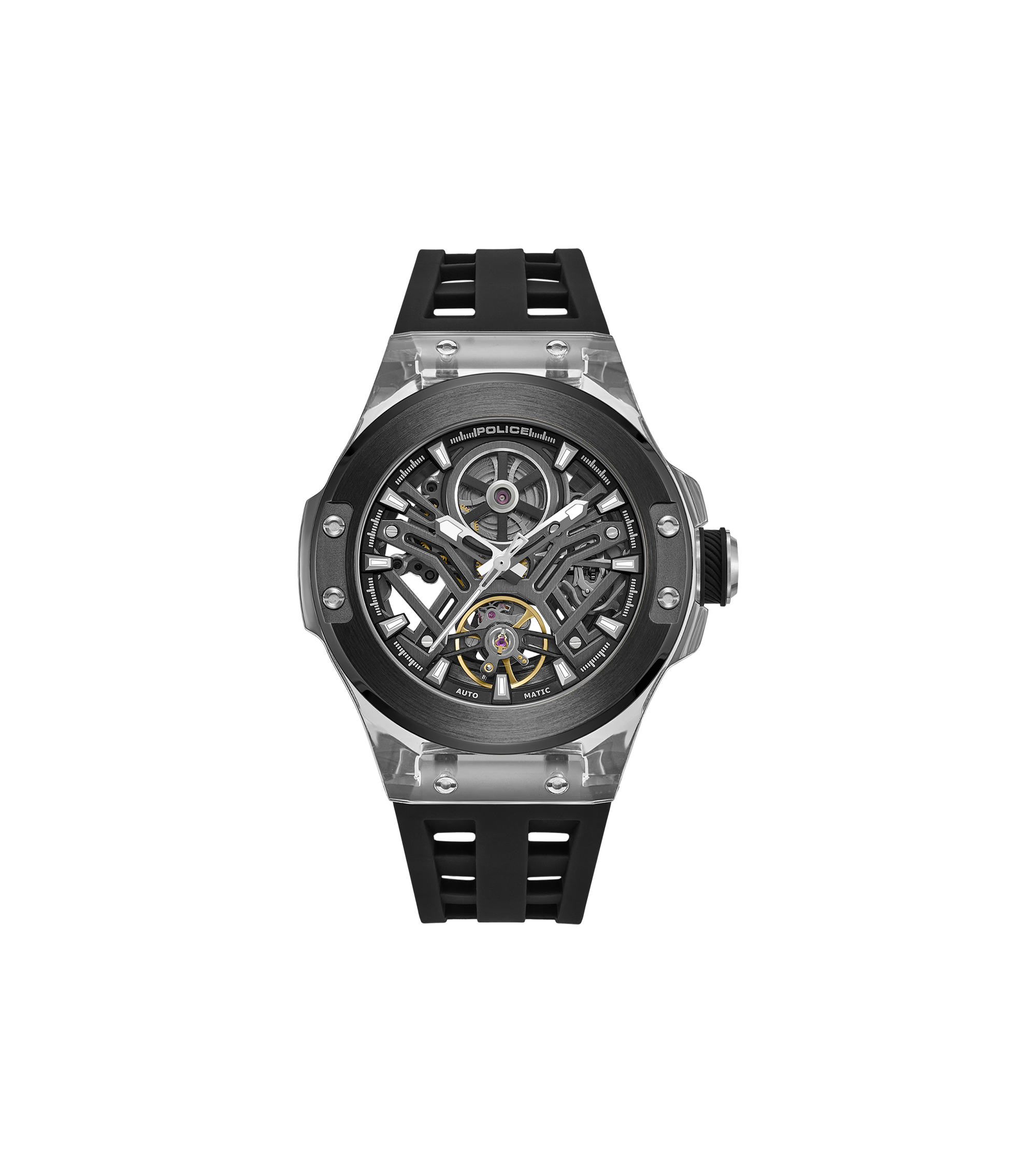 Police Black TR90 Case Watch with Black & Gunmetal Dial and Black Silicone Strap