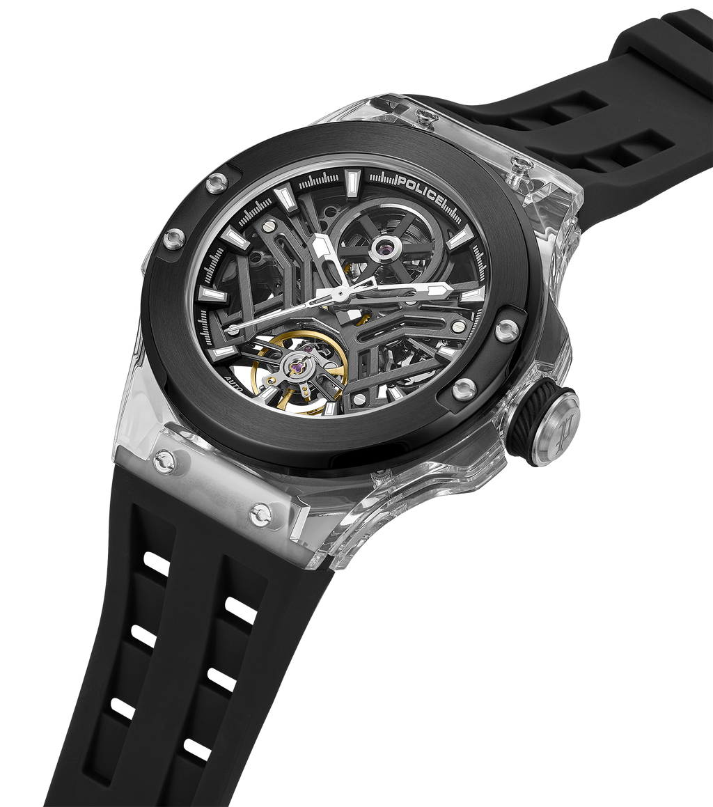 Police Black TR90 Case Watch with Black & Gunmetal Dial and Black Silicone Strap