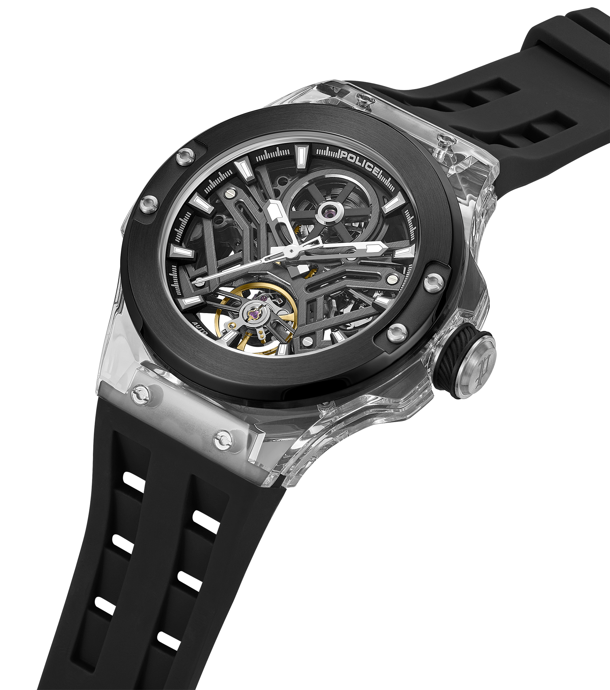 Police Black TR90 Case Watch with Black & Gunmetal Dial and Black Silicone Strap