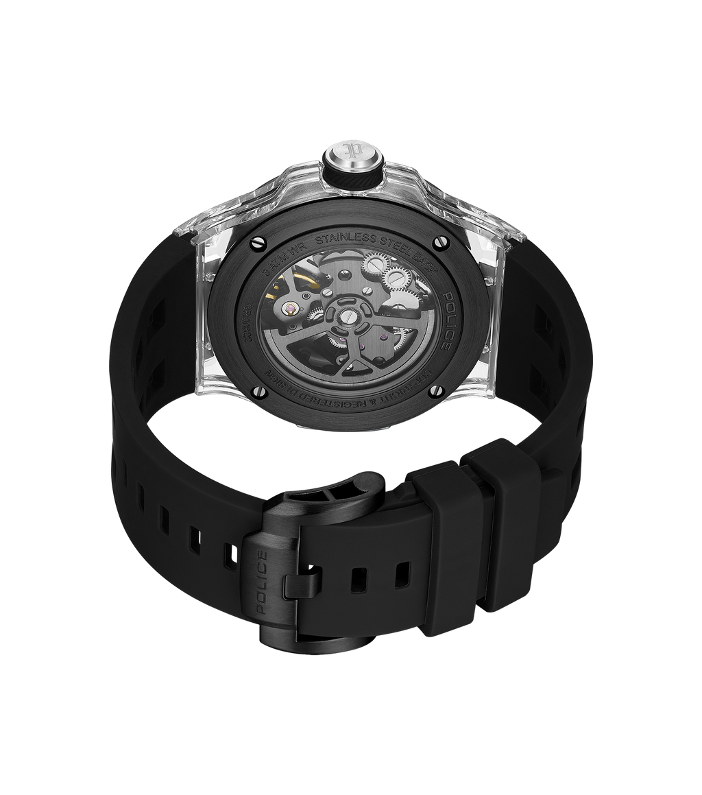 Police Black TR90 Case Watch with Black & Gunmetal Dial and Black Silicone Strap