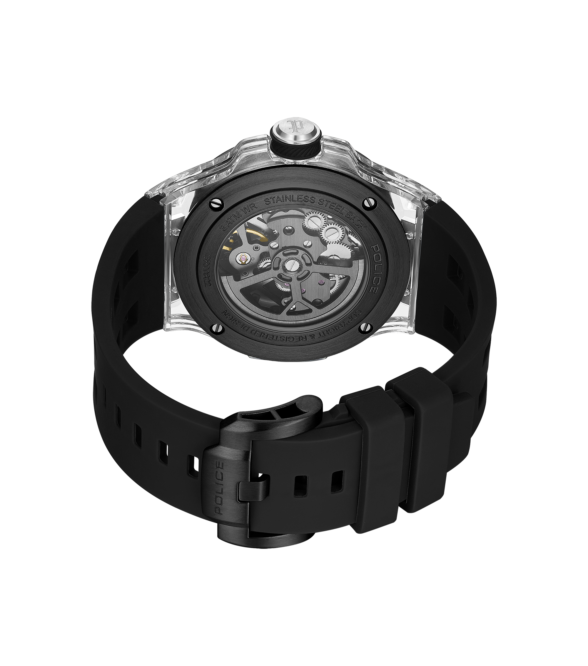Police Black TR90 Case Watch with Black & Gunmetal Dial and Black Silicone Strap