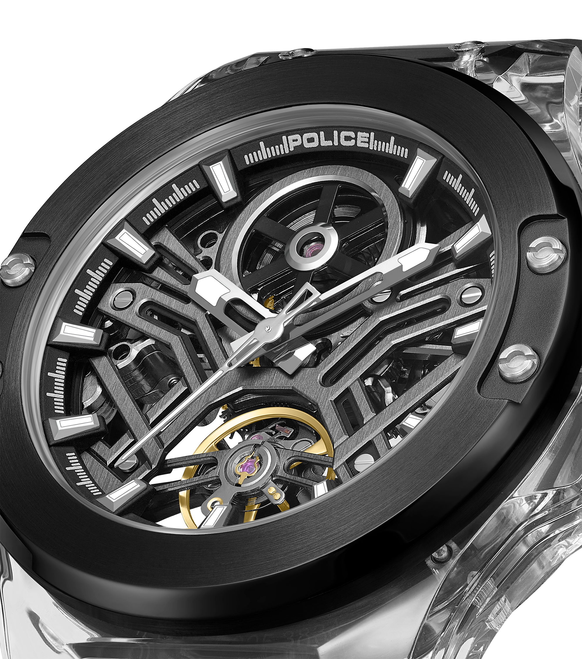 Police Black TR90 Case Watch with Black & Gunmetal Dial and Black Silicone Strap