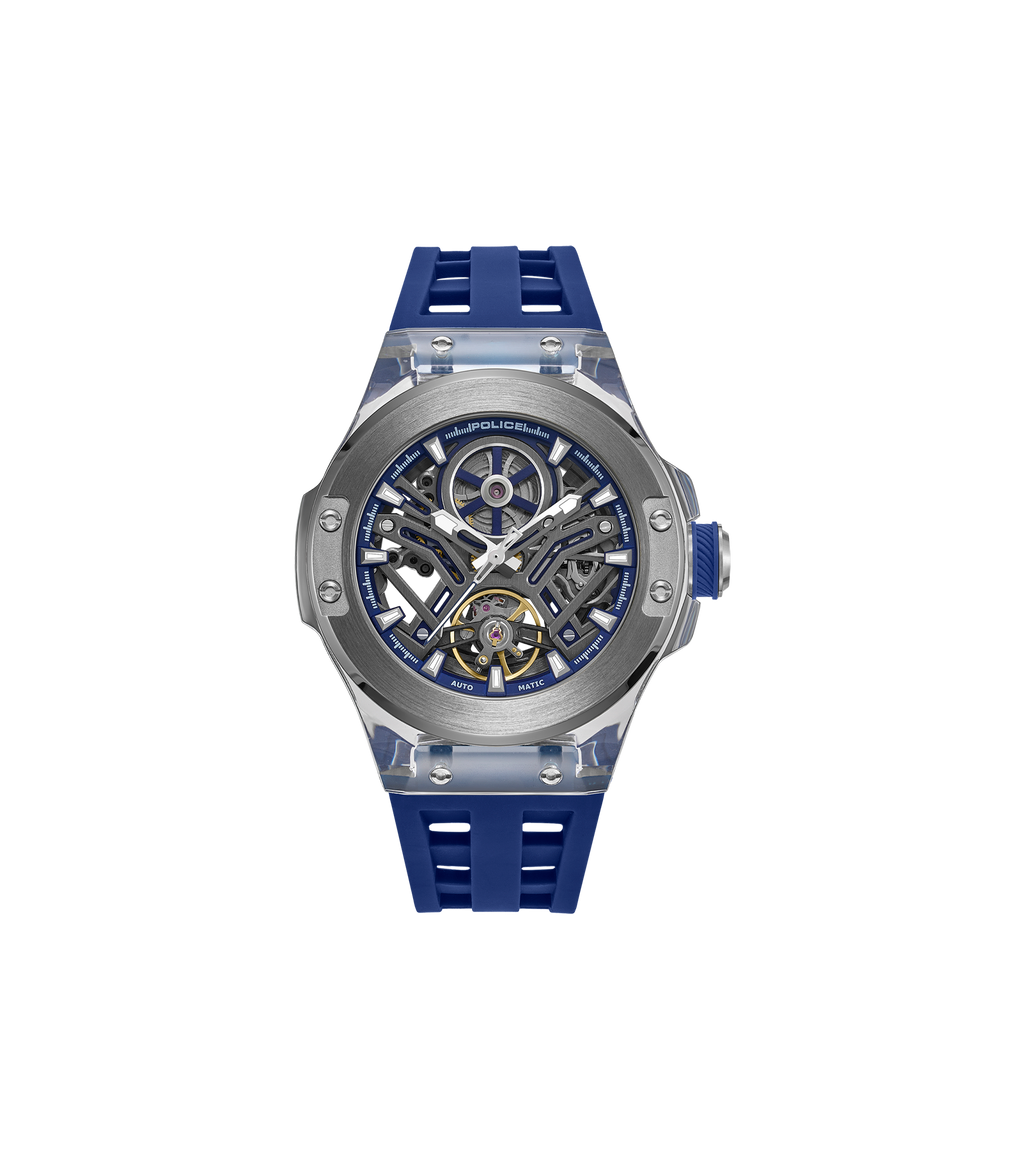 Police Gun Blue Case Watch with Blue Dial & Blue Silicone Strap
