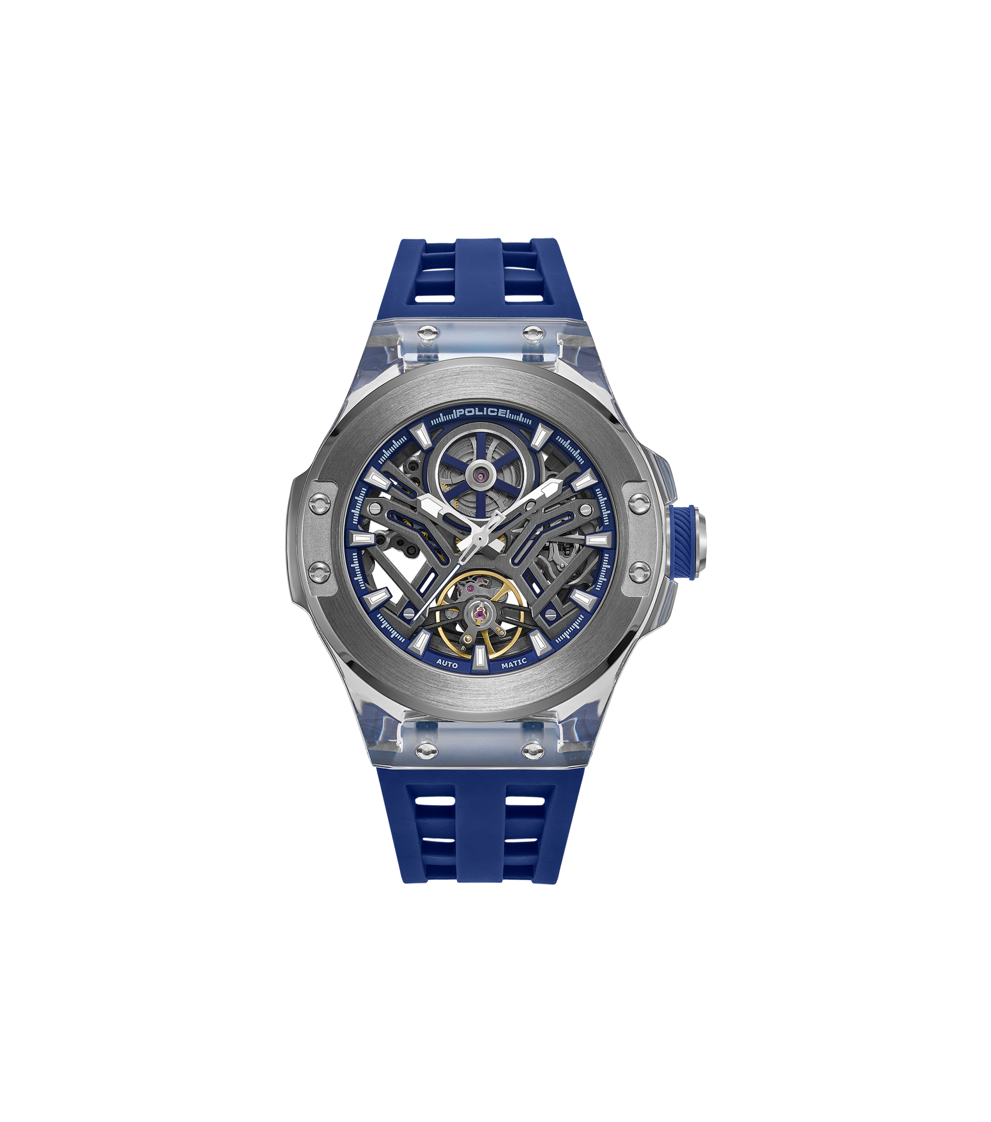 Police Gun Blue Case Watch with Blue Dial & Blue Silicone Strap