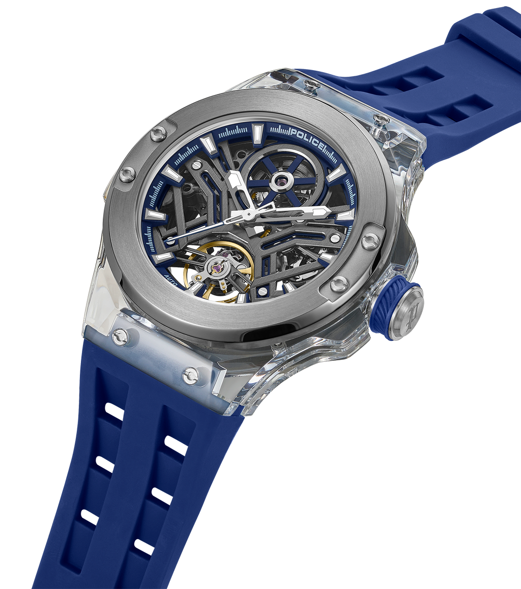 Police Gun Blue Case Watch with Blue Dial & Blue Silicone Strap