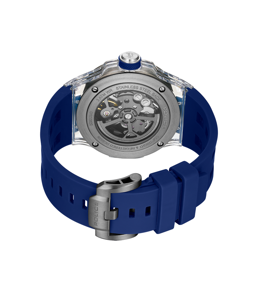 Police Gun Blue Case Watch with Blue Dial & Blue Silicone Strap