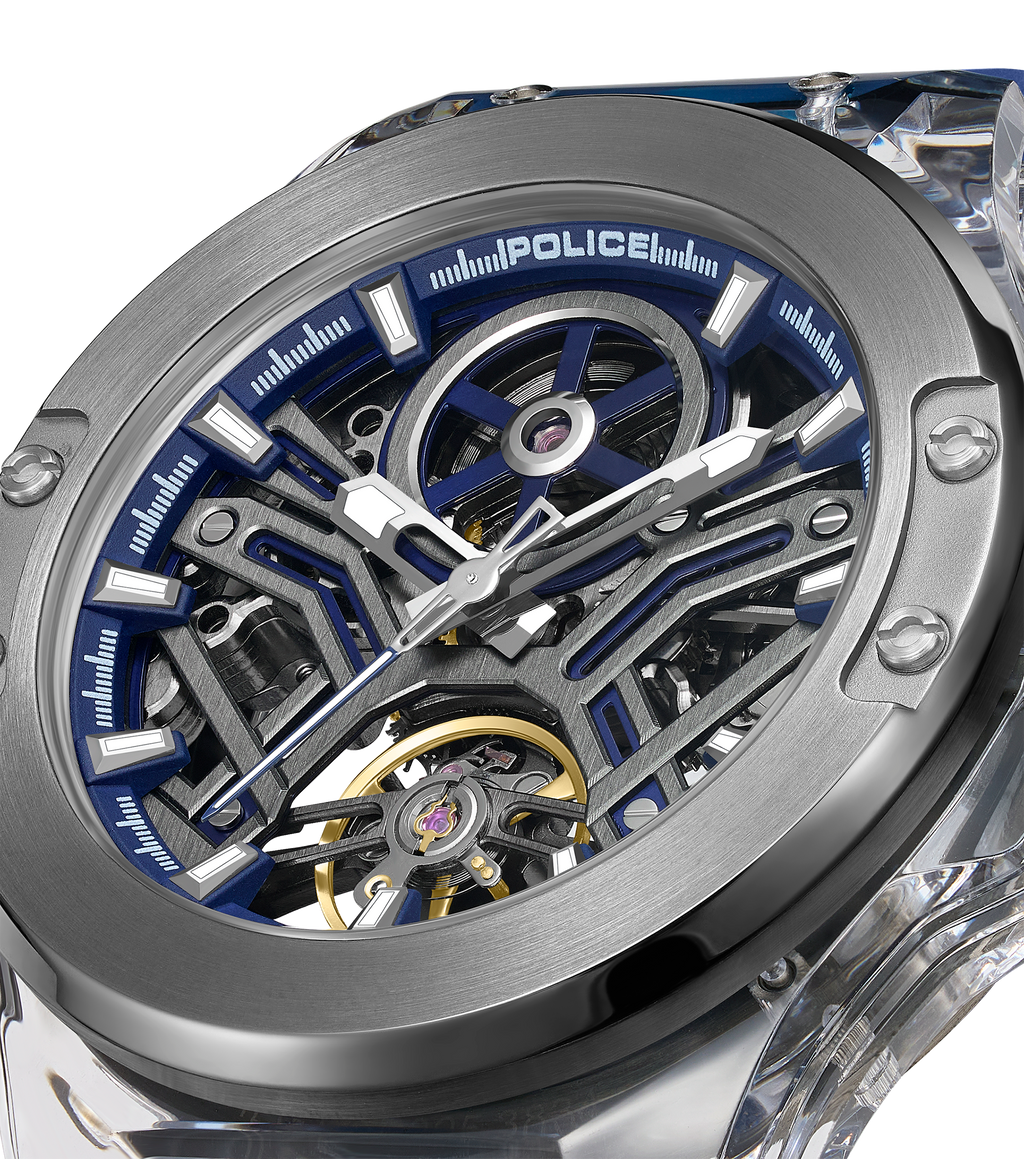 Police Gun Blue Case Watch with Blue Dial & Blue Silicone Strap