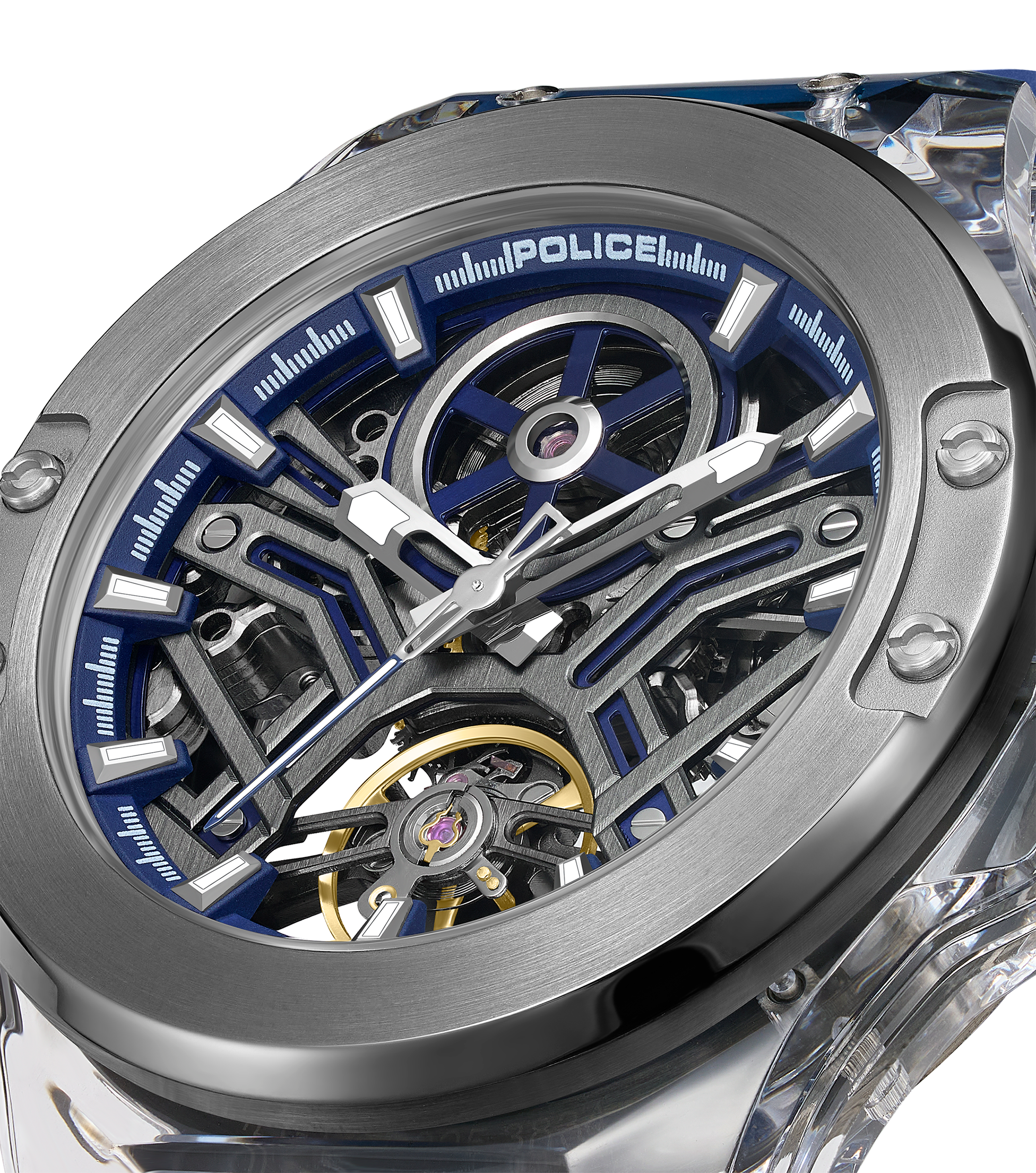 Police Gun Blue Case Watch with Blue Dial & Blue Silicone Strap