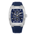 Police Men’s Blue Dial Multifunction Stainless Steel Silicone Watch