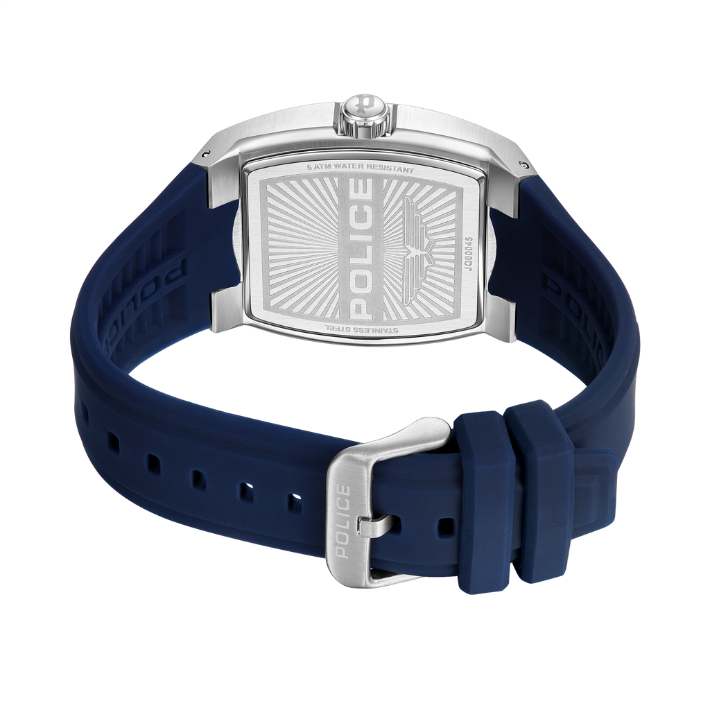 Police Men’s Blue Dial Multifunction Stainless Steel Silicone Watch