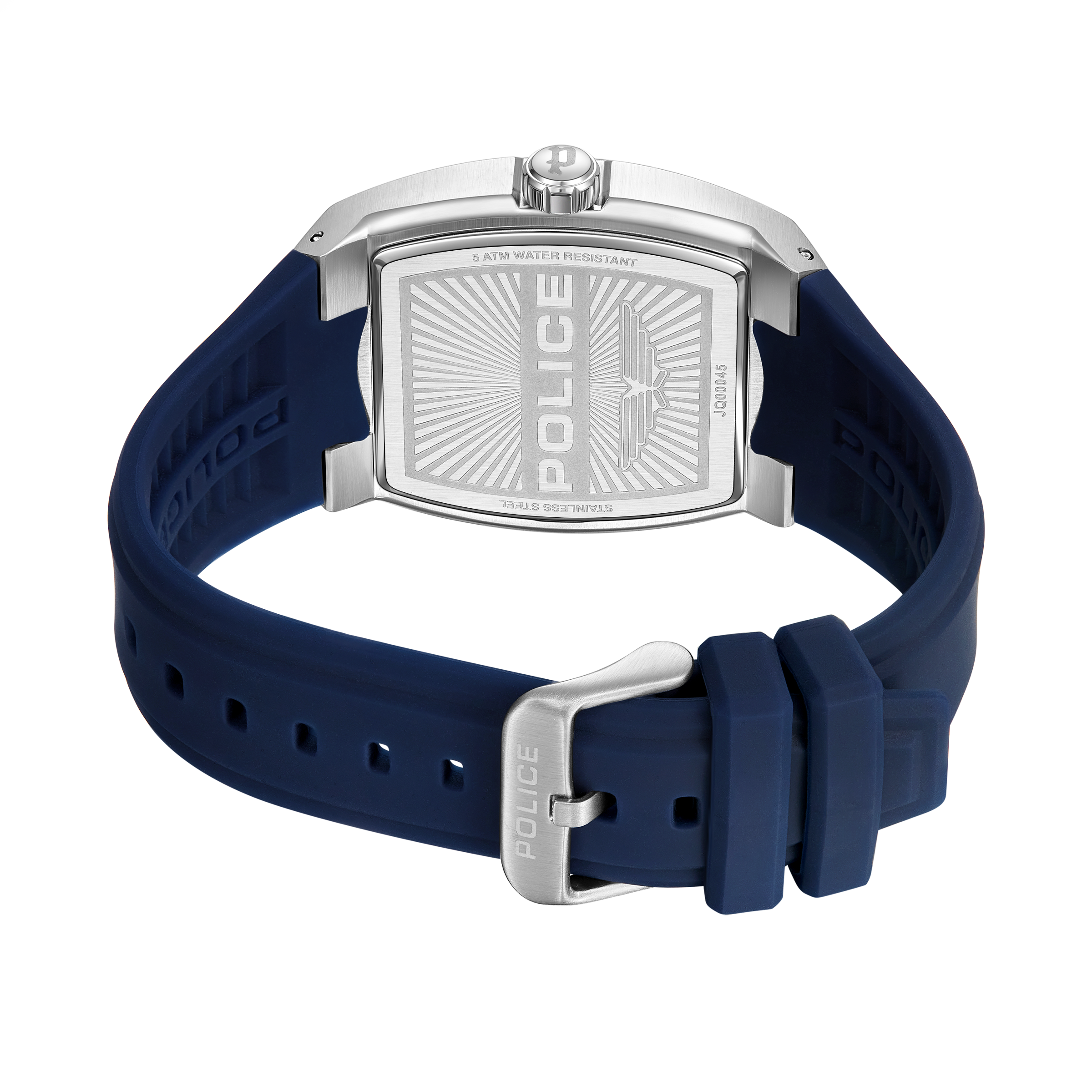 Police Men’s Blue Dial Multifunction Stainless Steel Silicone Watch