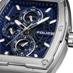 Police Men’s Blue Dial Multifunction Stainless Steel Silicone Watch