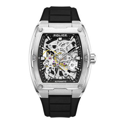 Police Steel Case, Black  Dial, Black Silicone