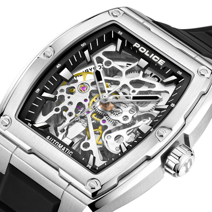 Police Steel Case, Black  Dial, Black Silicone