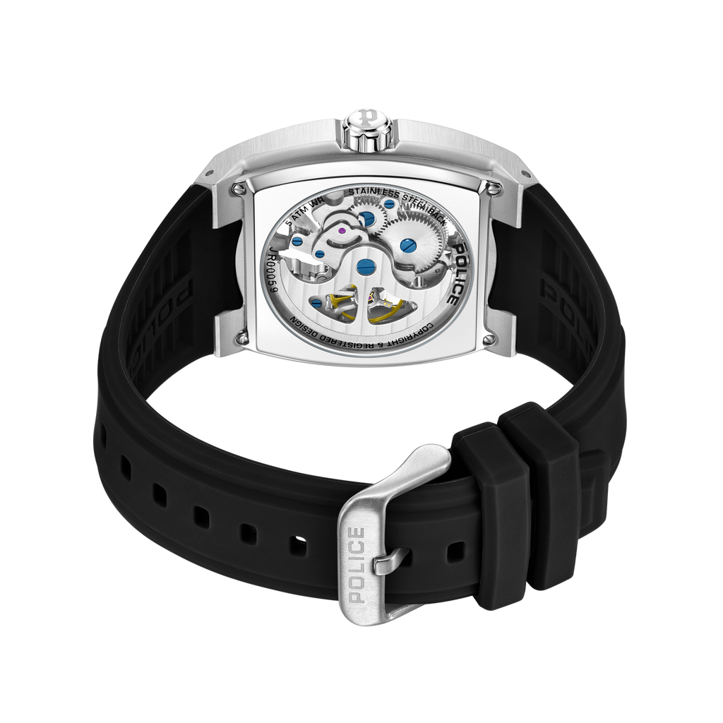 Police Steel Case, Black  Dial, Black Silicone