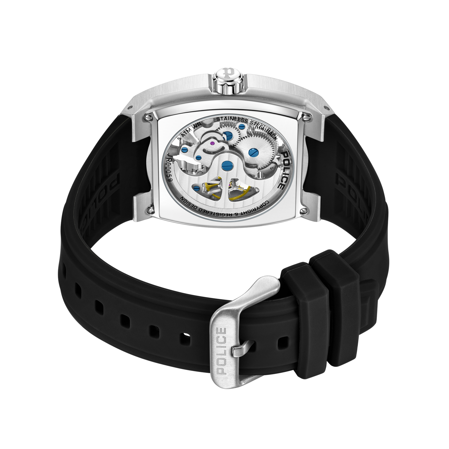 Police Steel Case, Black  Dial, Black Silicone