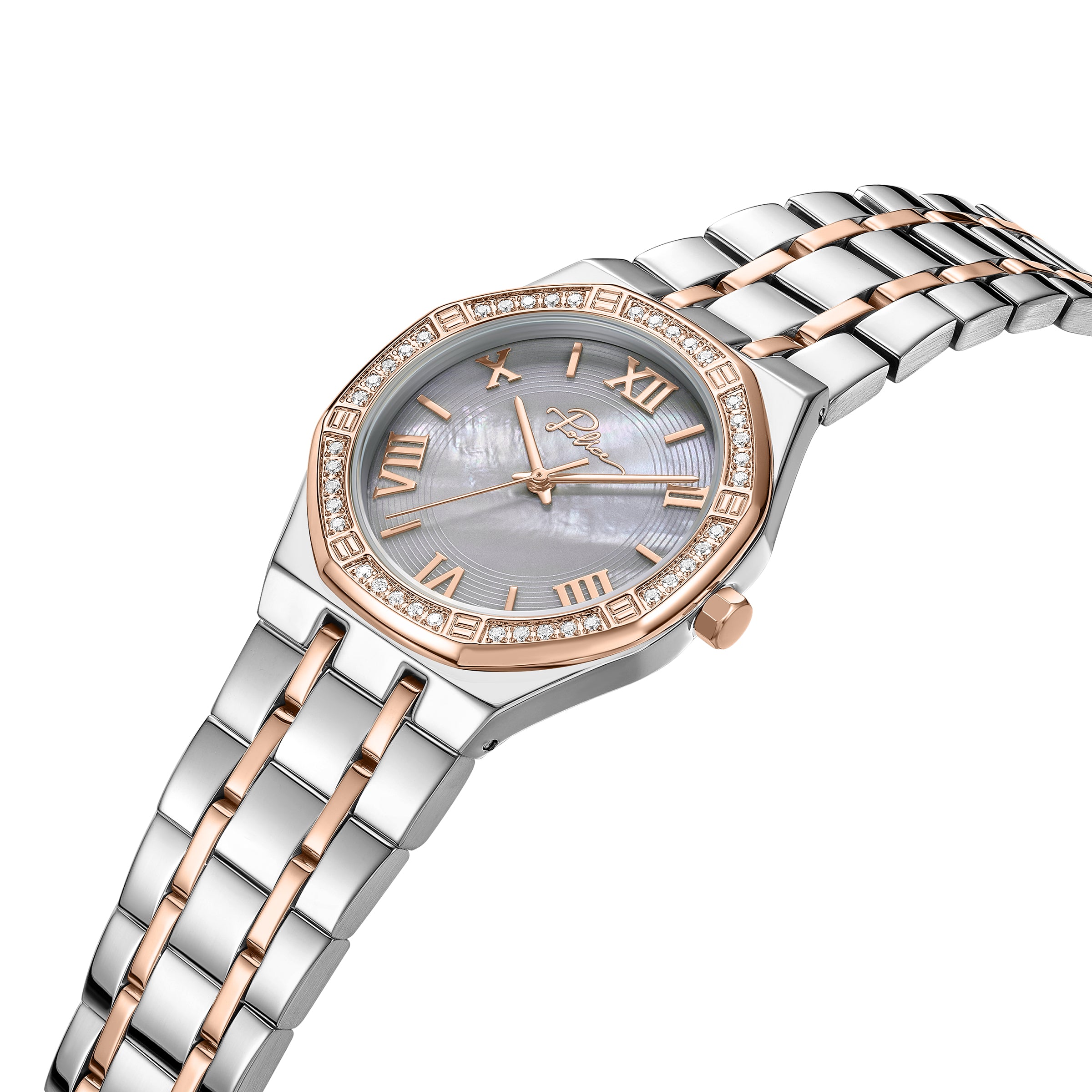 Police Women's Moonlight 32mm Rose Gold-Tone Watch with Grey Mother-of-Pearl Dial and 316L Stainless Steel 5-Link Bracelet Secondary image