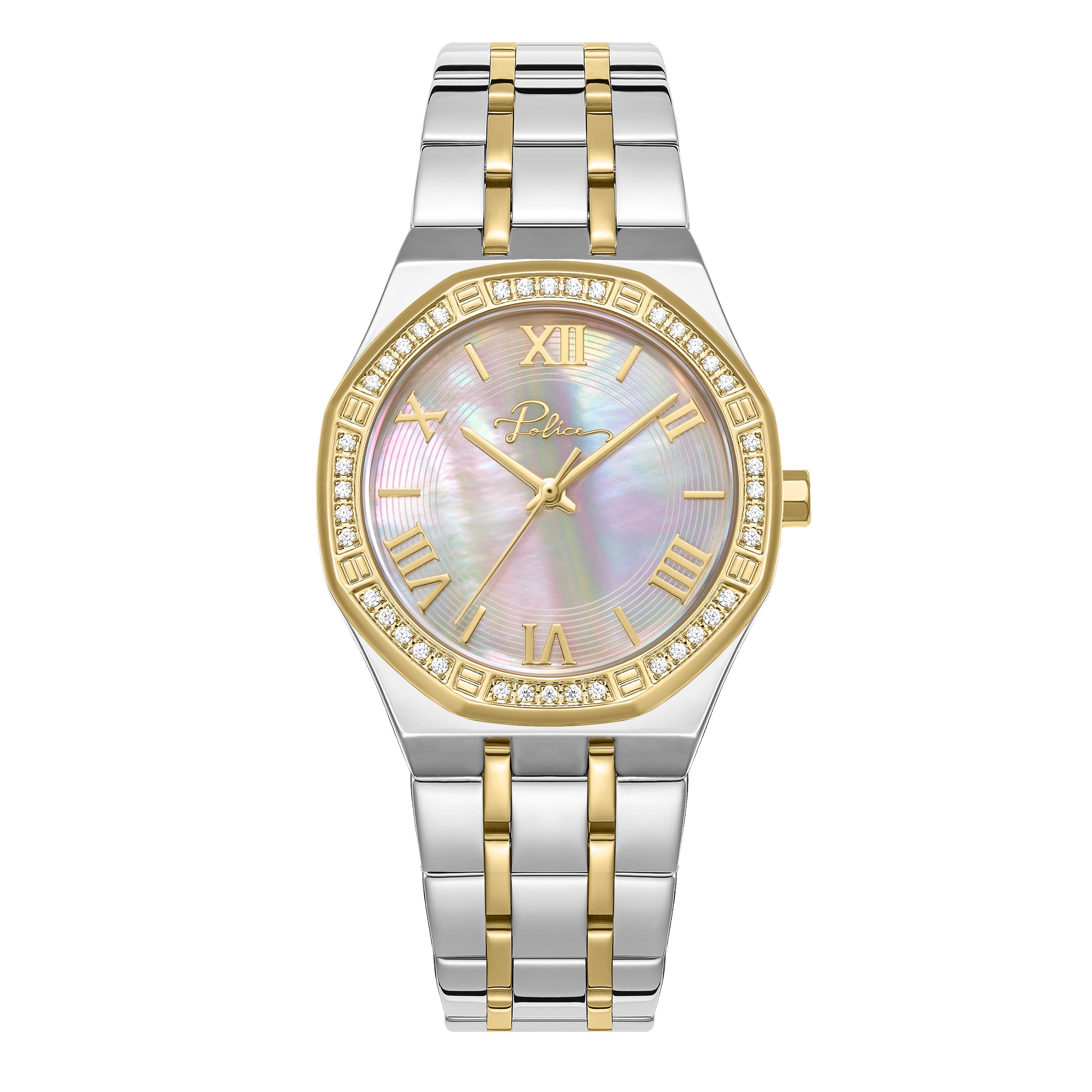 POLICE Women's Moonlight 32mm Gold-Plated Watch with Champagne Mother-of-Pearl Dial & 316L Stainless Steel 5-Link Bracelet Main image