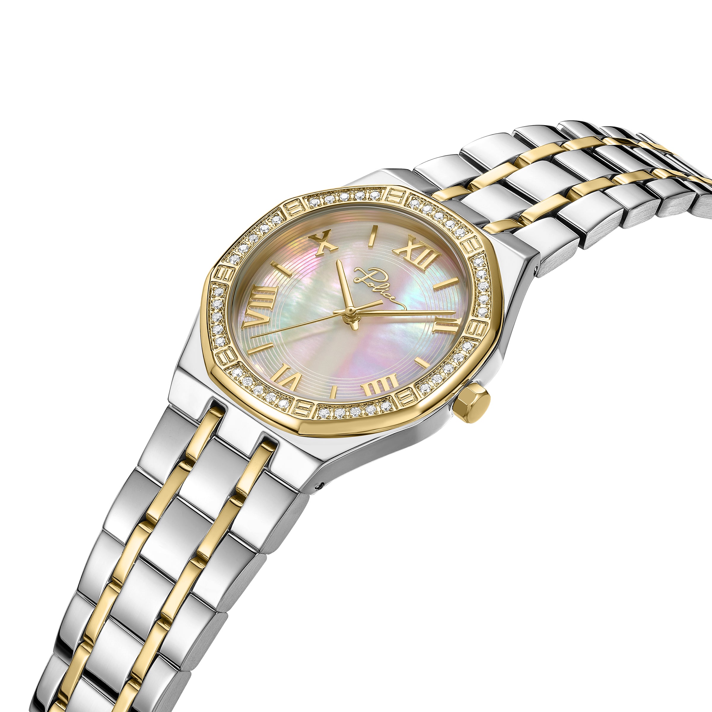 POLICE Women's Moonlight 32mm Gold-Plated Watch with Champagne Mother-of-Pearl Dial & 316L Stainless Steel 5-Link Bracelet Secondary image
