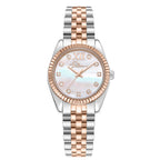 Police Women's Flute Watch 28mm White Mother of Pearl Dial Rose Gold-Tone Bezel and 316L Stainless Steel Bracelet
