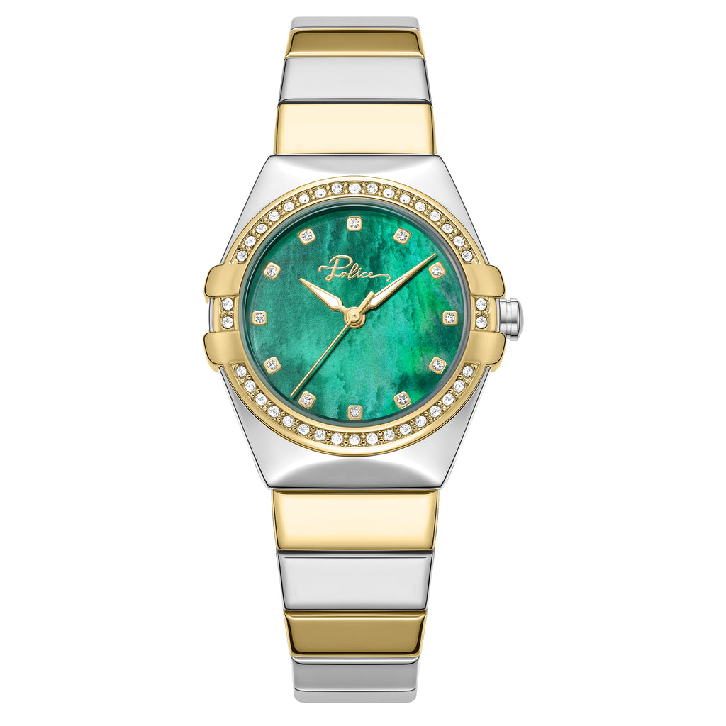 Police Cosmos Women's 33MM Dual Tone Analog Metal Strap Watch