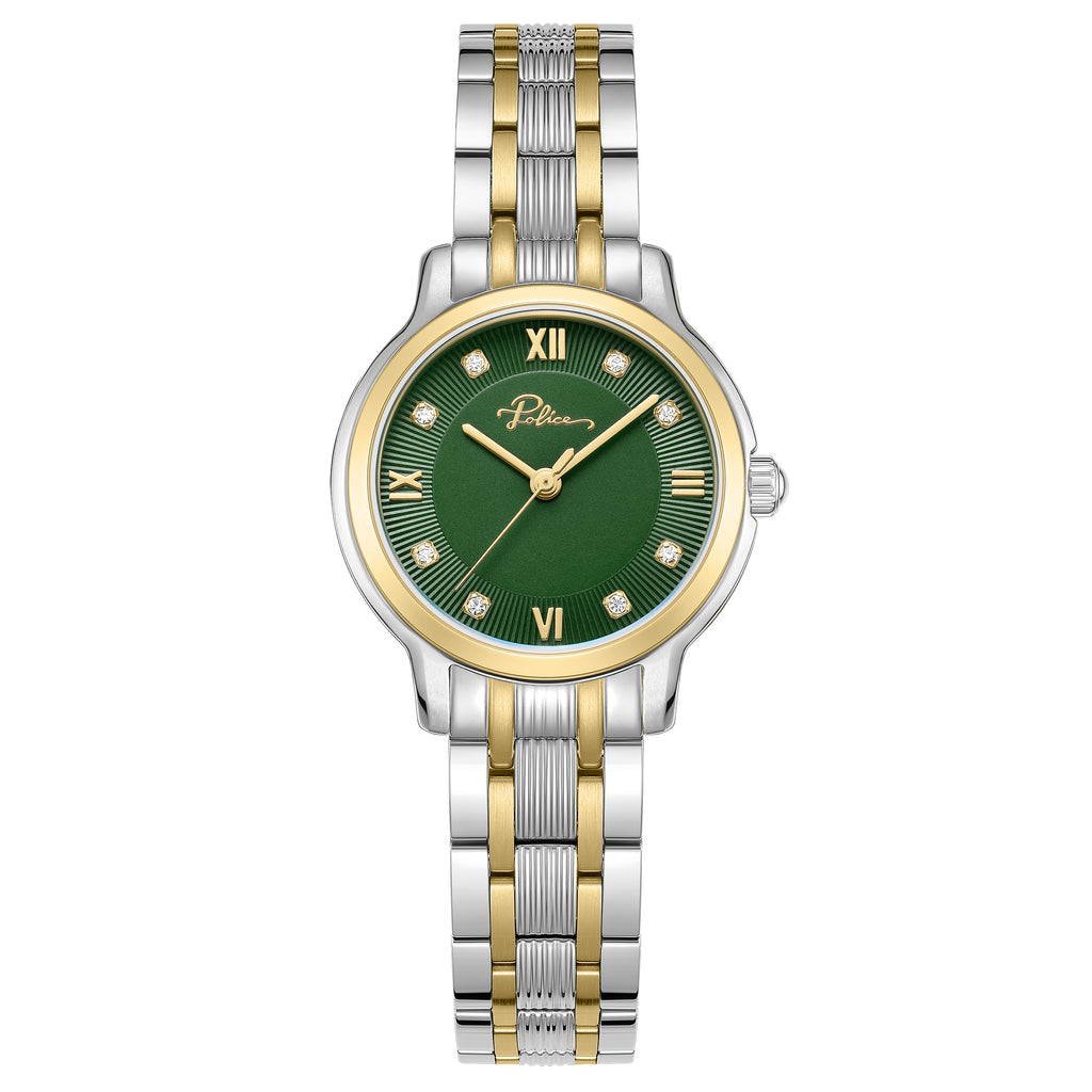 Police Women's 27mm Two-Tone Watch with Green Dial