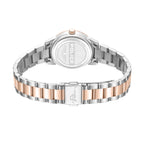 Silver-toned case with rose-gold-toned crown. Two-tone silver- and rose-gold-toned link bracelet with silver-toned clasp.