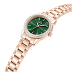 Police Women’s Rose Gold Green Dial Crystal Bezel Watch