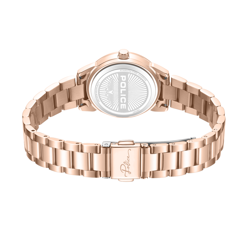 Police Women’s Rose Gold Green Dial Crystal Bezel Watch