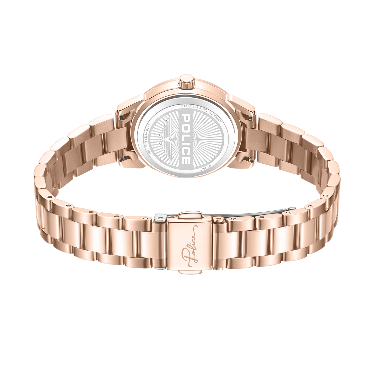 Police Women’s Rose Gold Green Dial Crystal Bezel Watch