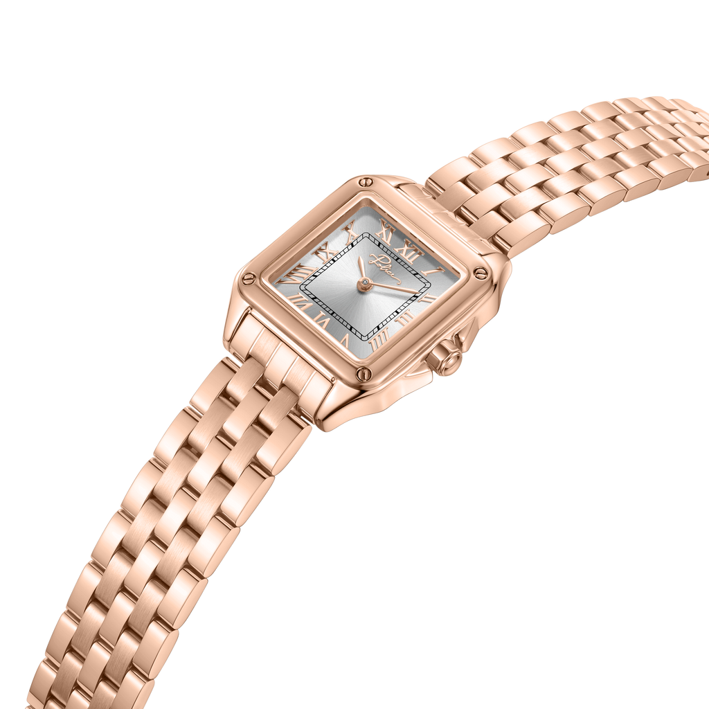 Police Women’s Rose Gold Silver Dial Square Watch