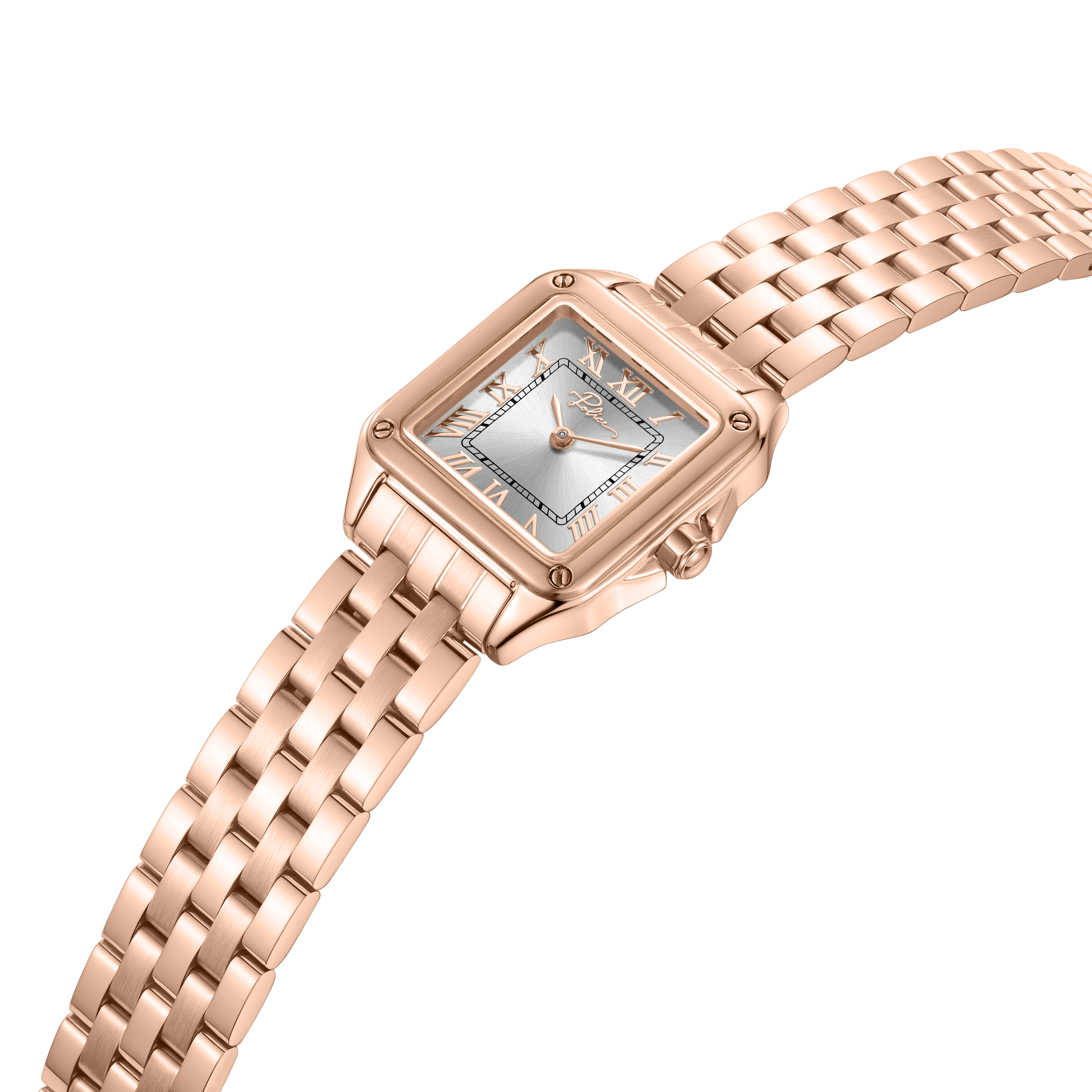 Police Women’s Rose Gold Silver Dial Square Watch