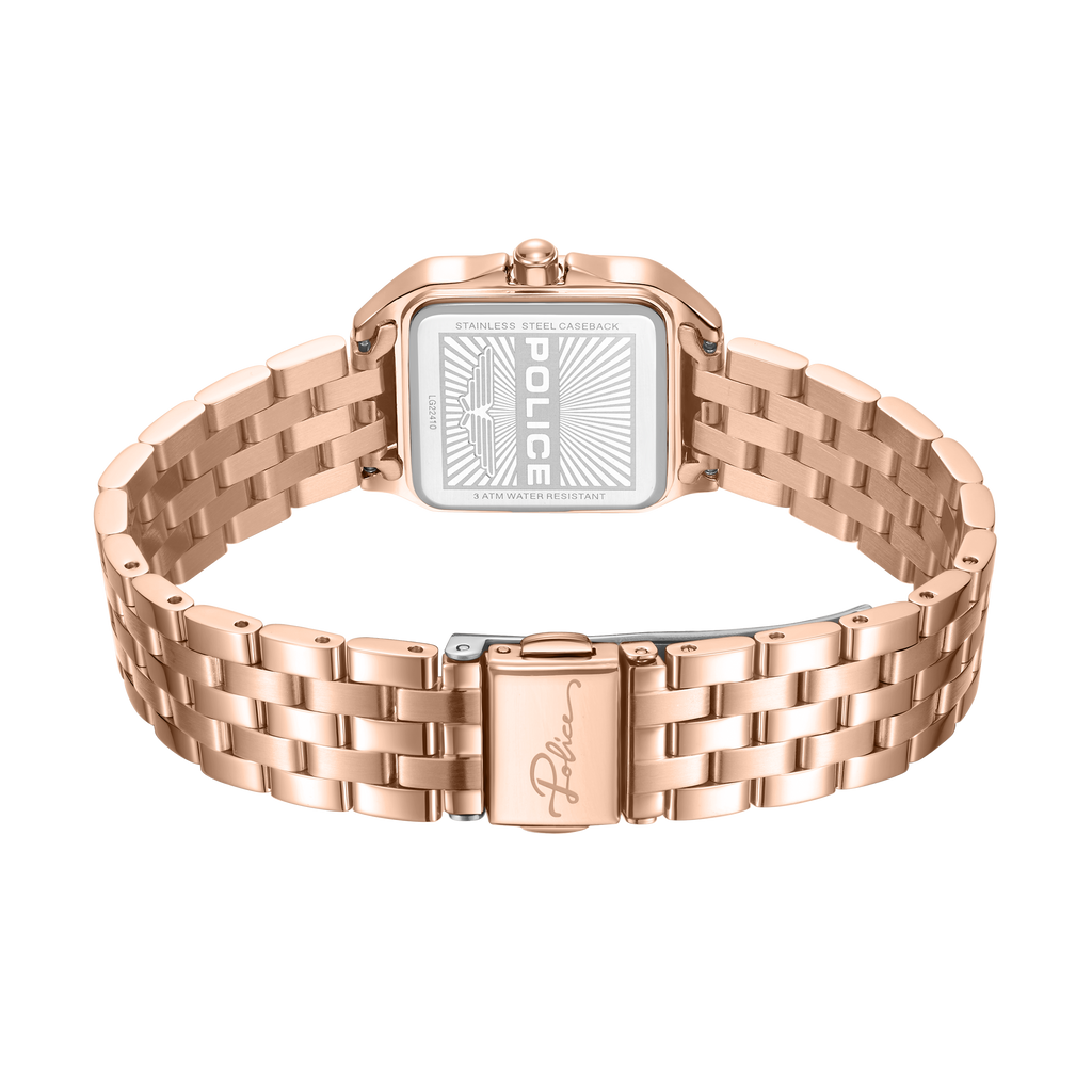 Police Women’s Rose Gold Silver Dial Square Watch